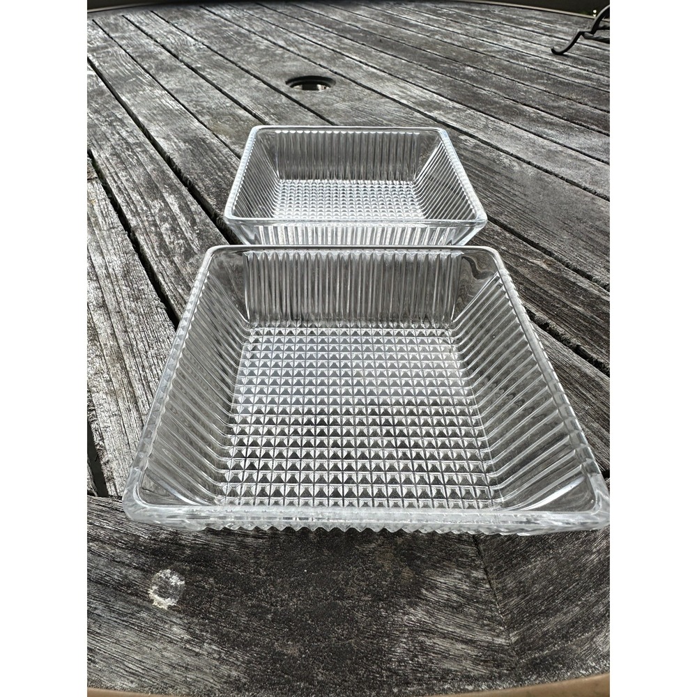 2 Vintage MCM Danish Cromargan Kabarett DANISH Space Age Glass Fridge Dishes